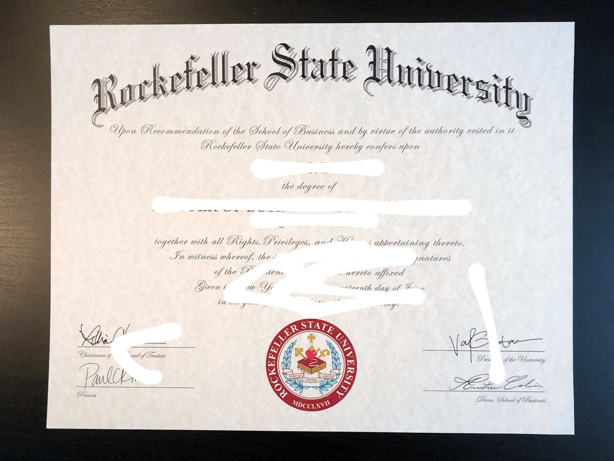 洛克菲勒大学毕业证书外壳信息（Rockefeller University Diploma）