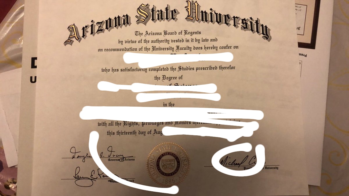 美国亚利桑那州立大学毕业证照片案例欣赏（Diploma from Arizona State University）