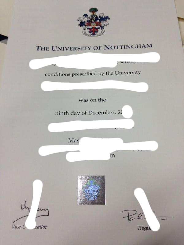 诺丁汉大学毕业证照片案例展示（Diploma from the University of Nottingham）