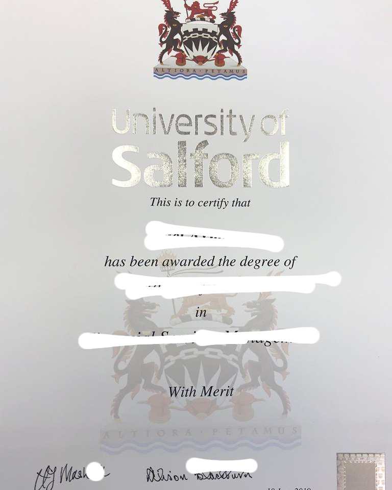 英国索尔福德大学毕业证照片展示（Diploma from the University of Salford, UK）