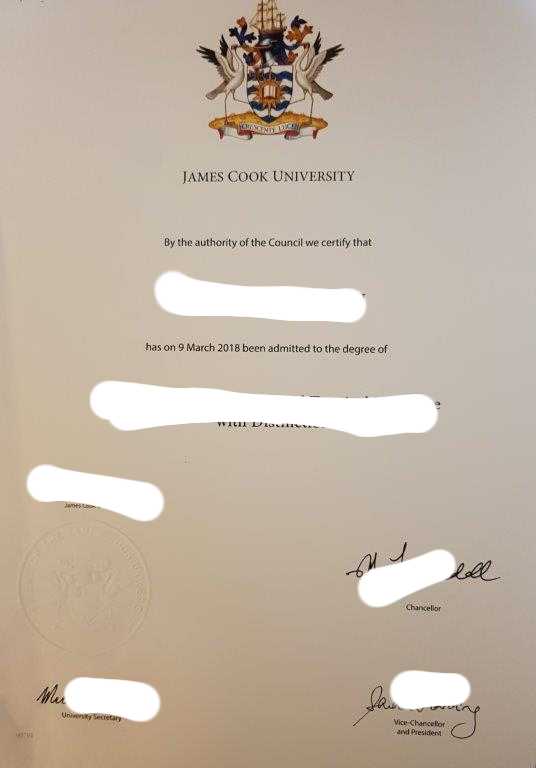 詹姆斯·库克大学毕业证照片展示最新（James Cook University Diploma）