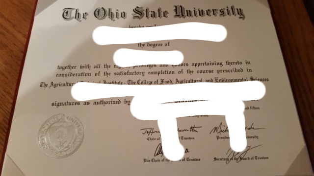 最新美国俄亥俄州立大学毕业证照片展示