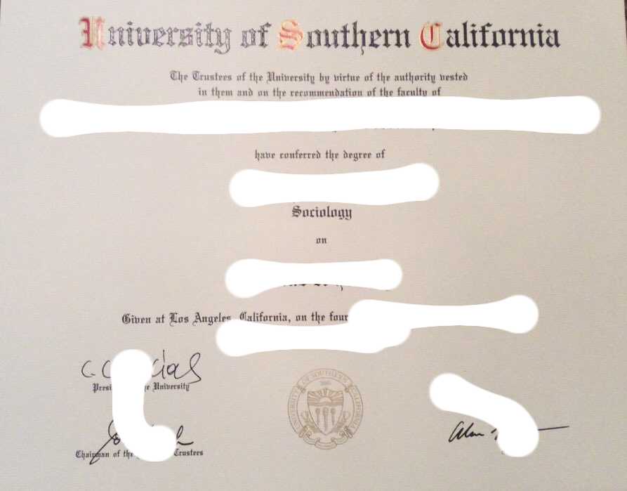 最新美国南加州大学毕业证照片展示样本