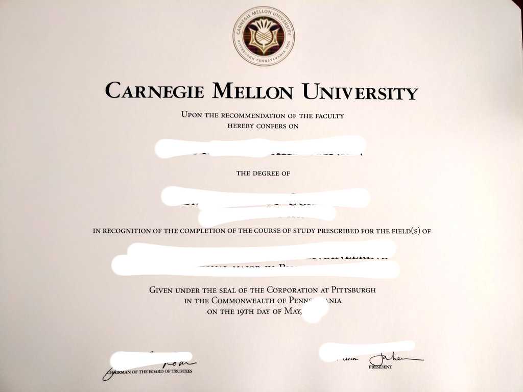 最新美国卡内基梅隆大学毕业证照片展示（Diploma from Carnegie Mellon University in the United States）