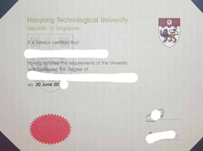 最新南洋理工大学毕业证照片展示(Diploma from Nanyang Technological University)