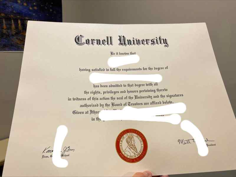 最新康奈尔大学毕业证照片展示(Cornell University Diploma)