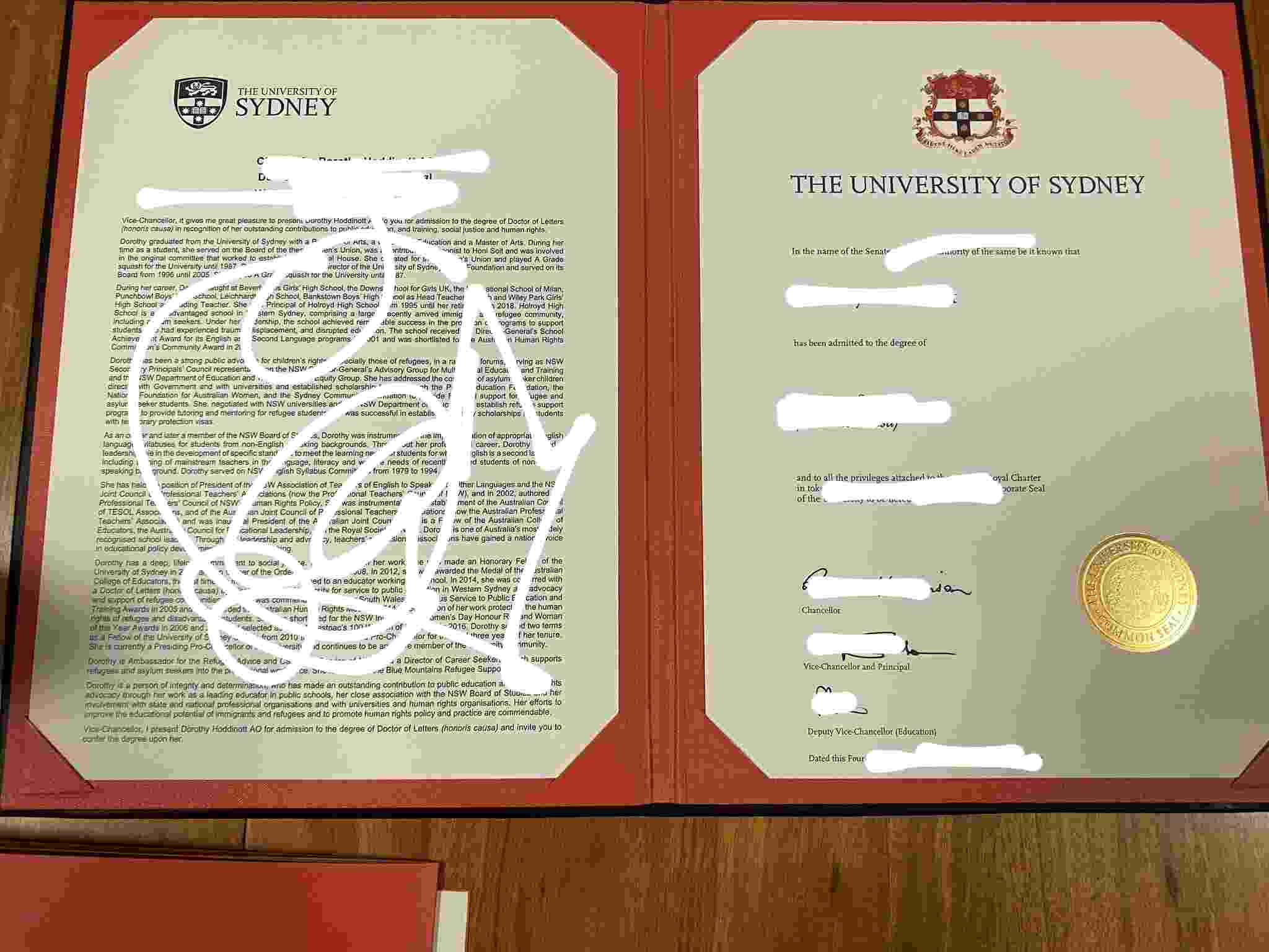 最新澳大利亚悉尼大学毕业证照片展示（Diploma from the University of Sydney）