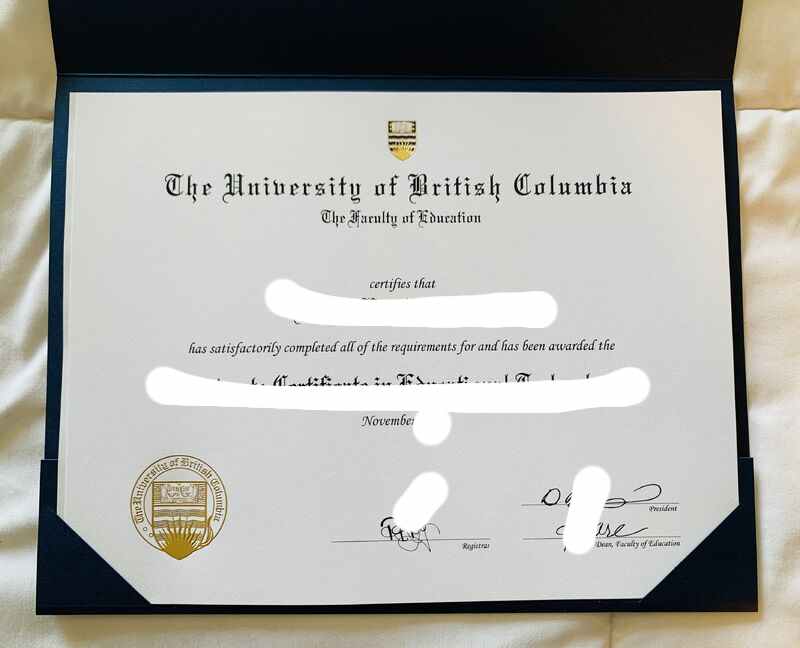 论最新加拿大英属哥伦比亚大学毕业证照片展示
