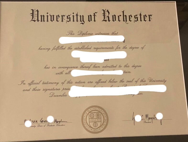 论全新美国罗切斯特大学毕业证照片样式Rochester University Diploma