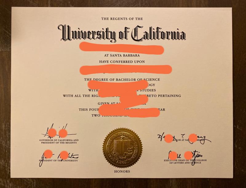 论全新美国加利福尼亚大学圣巴巴拉分校毕业证照片