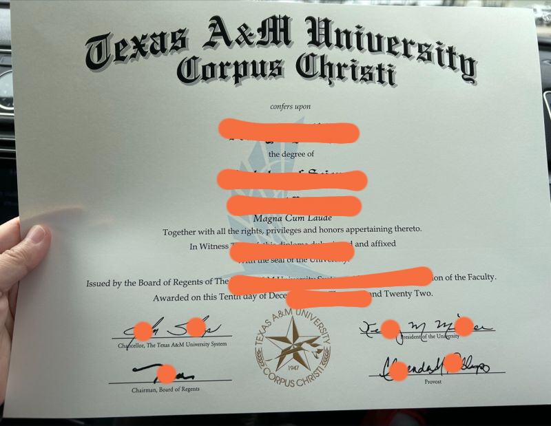 论全新美国德州农工大学毕业证照片Diploma from Texas A&M University