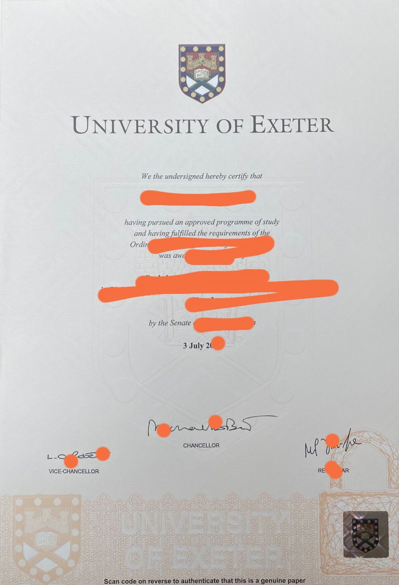 论全新英国埃克塞特大学毕业证照片