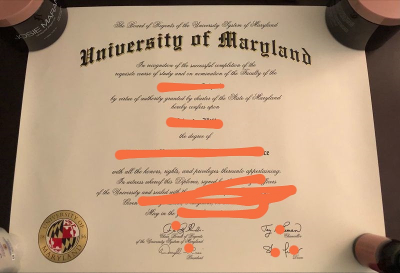 论全新美国马里兰大学学院公园分校毕业证书照片