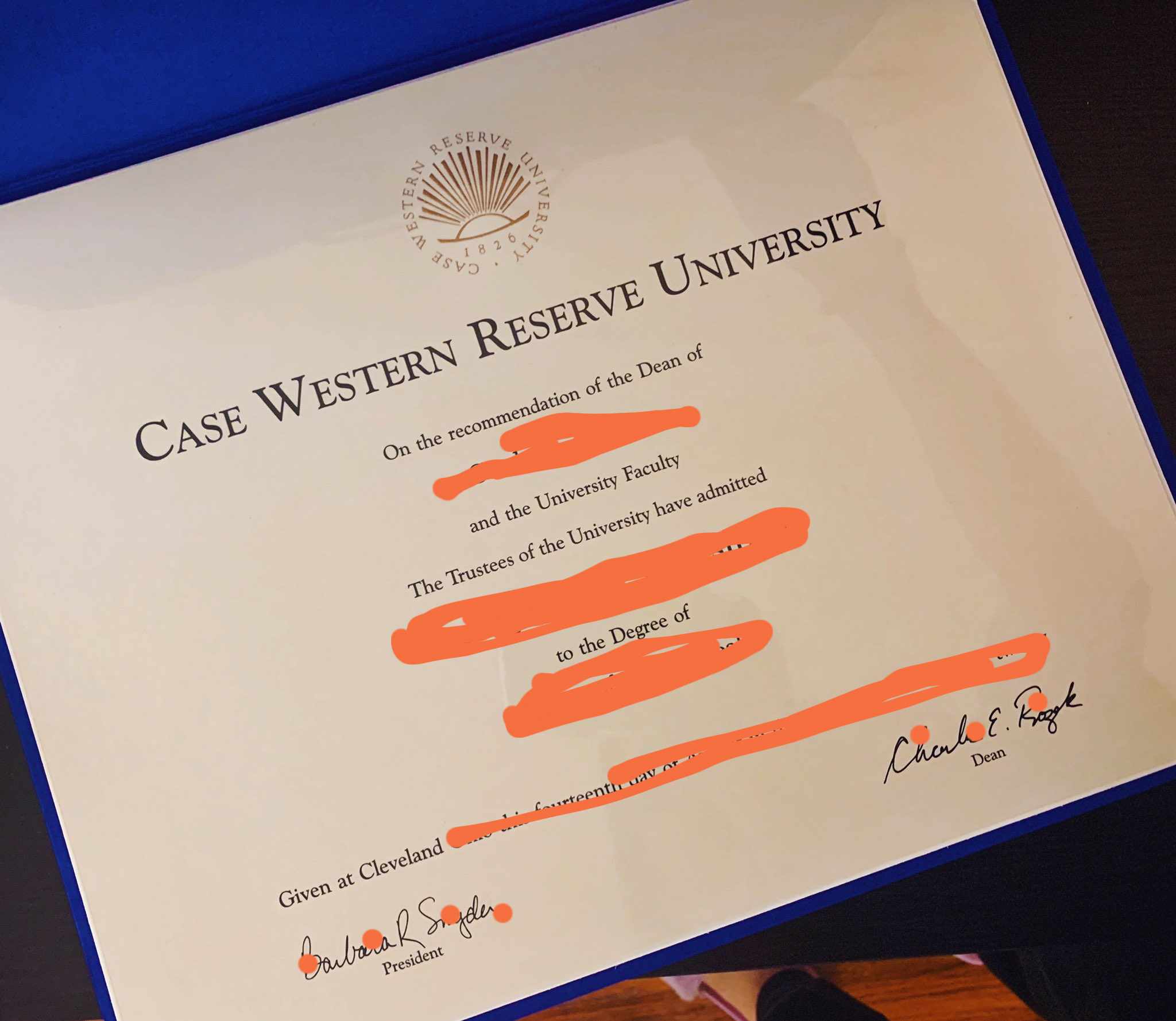 论全新美国凯斯西储大学毕业证照片信息Diploma from Case Western Reserve University